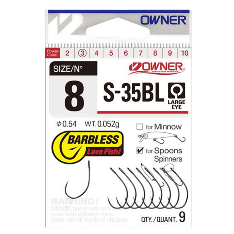 Owner S-35BL BARBLESS HOOKS FOR SPOONS