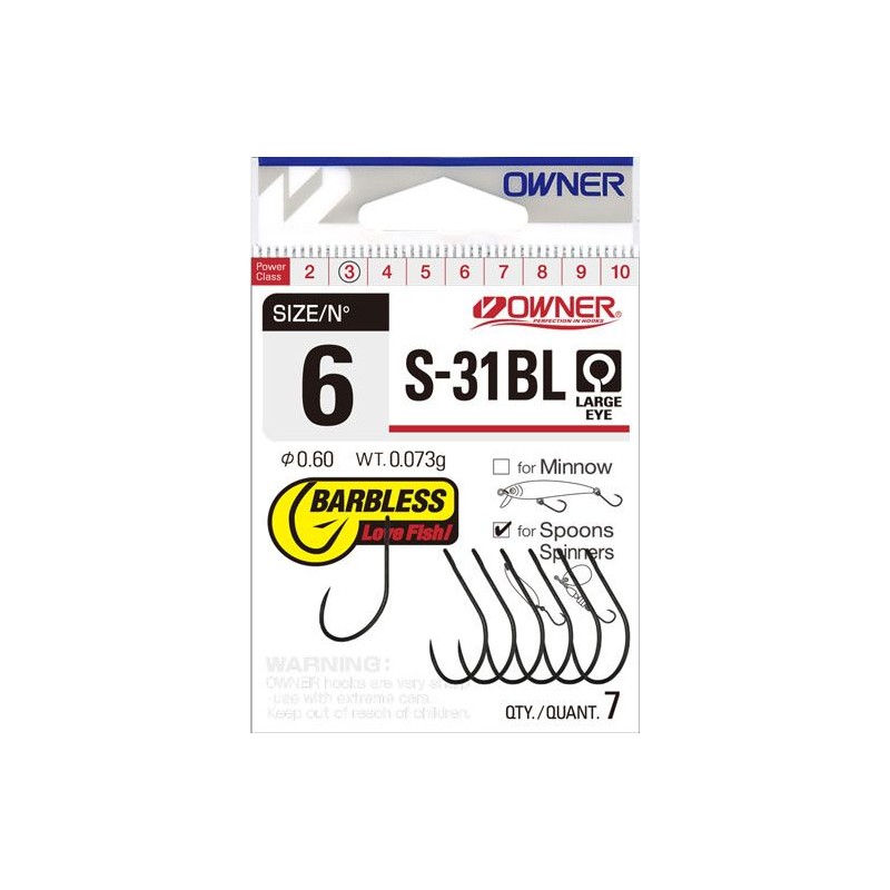 Owner S-31BL BARBLESS HOOKS FOR SPOONS