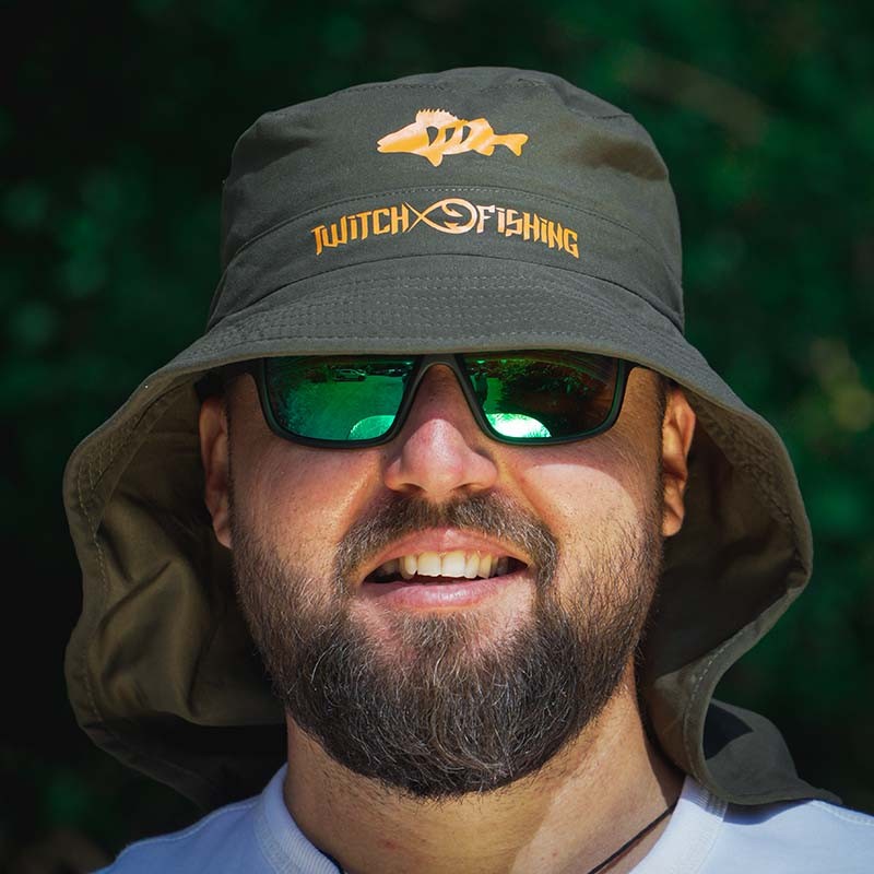 Twitch Fishing Hat - Perch - Green with Orange Perch